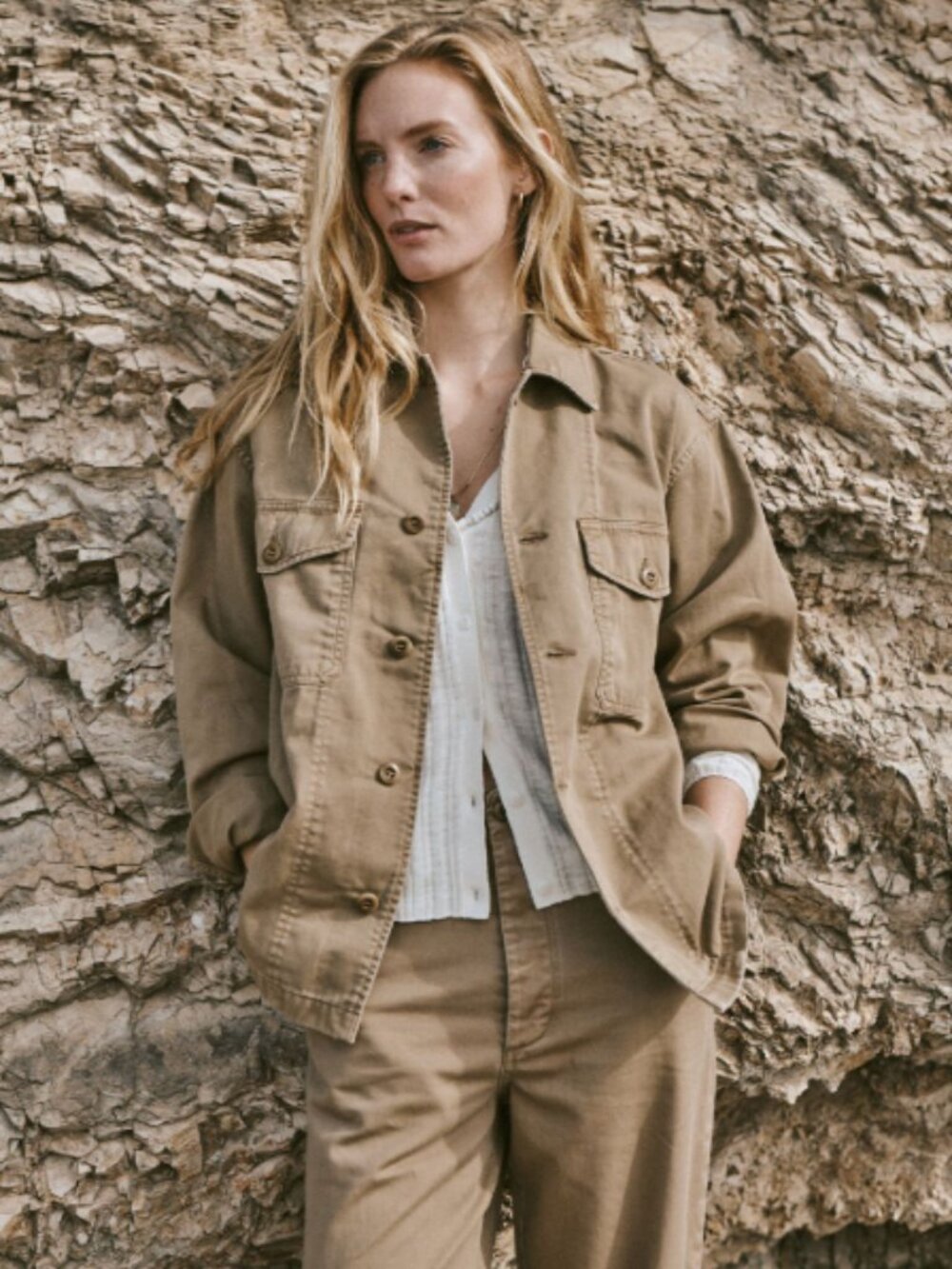 Buck Mason Baja Cotton Twill Khaki Field Shirt Jacket Size L